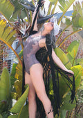 Uniq Black Macrame Long Fringe Vest