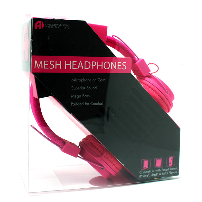  Mesh Stereo Headphones In Pink