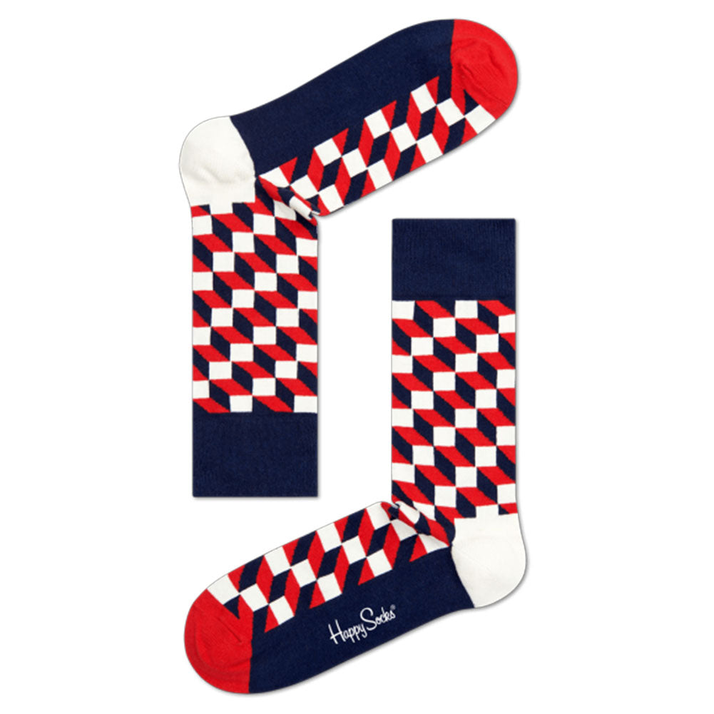 Happy Socks Filled Optic Socks In Navy/Red/White