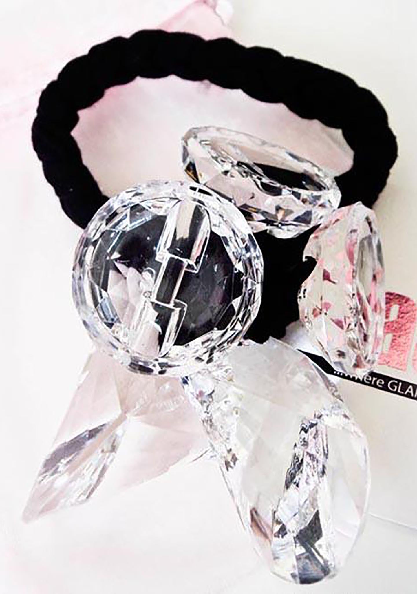  FASH Resin Crystal Braided Jersey Bracelet In Black
