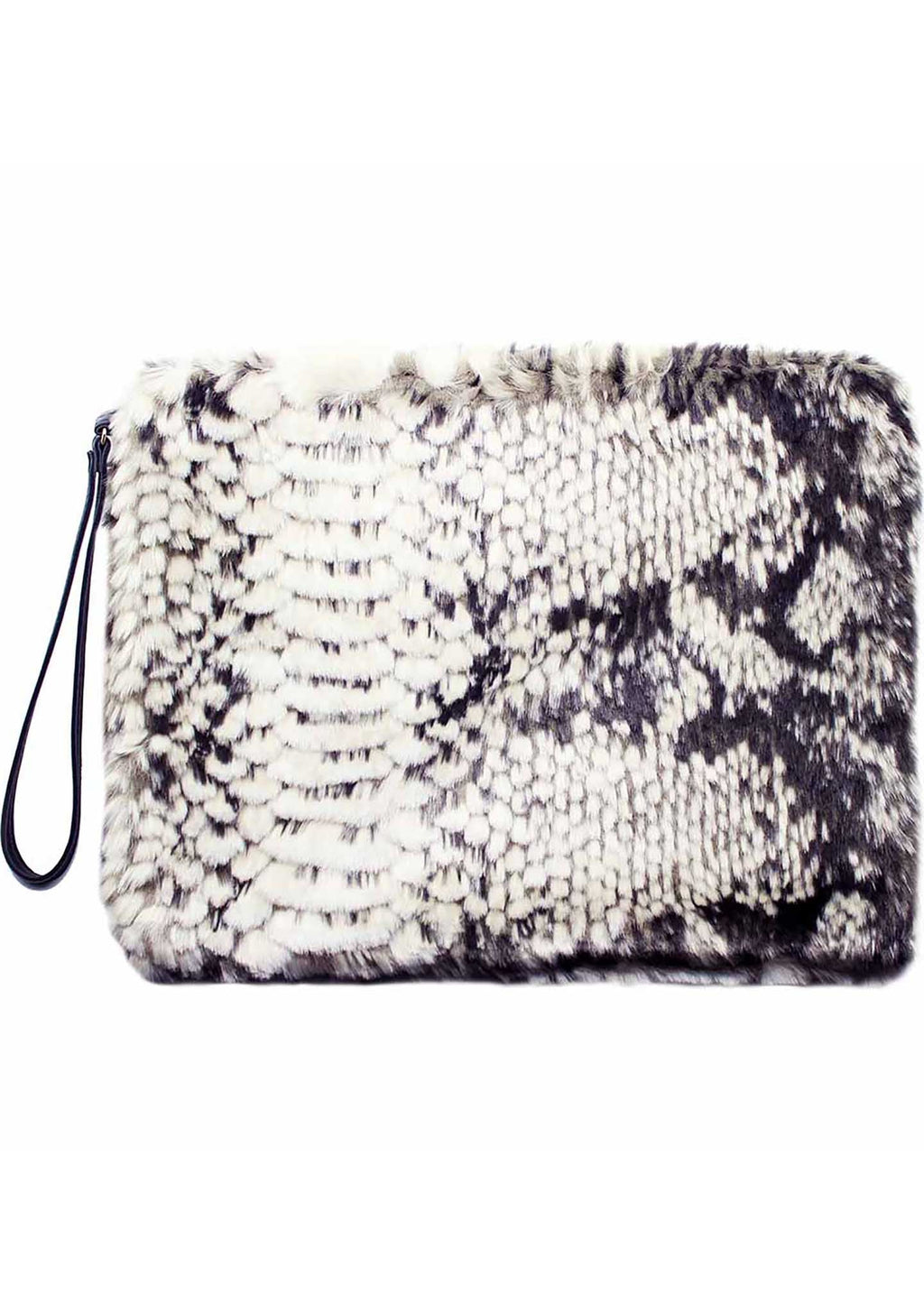  Python Faux Fur Clutch Handbag