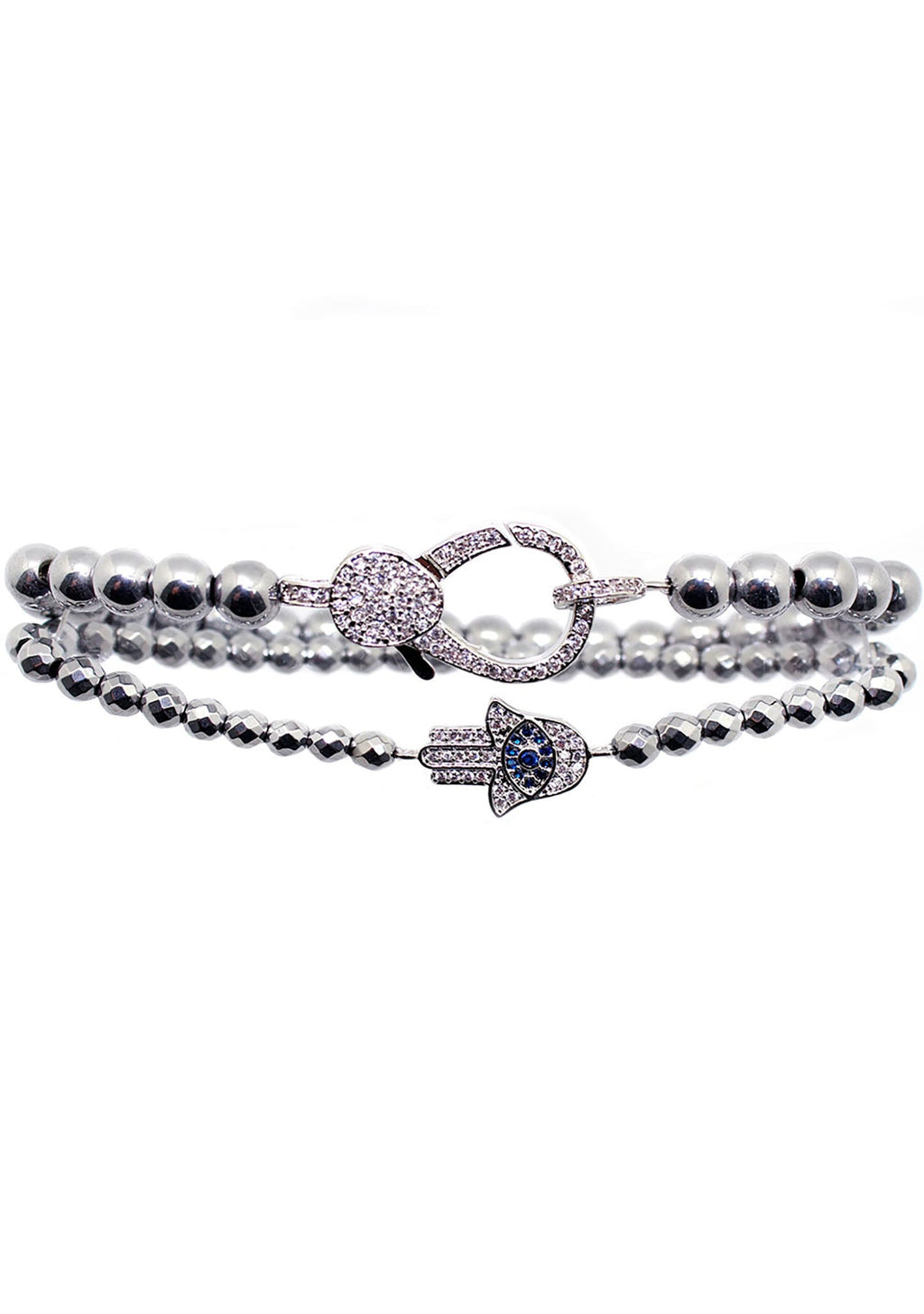  Divine Hamsa Bracelet Set In Silver