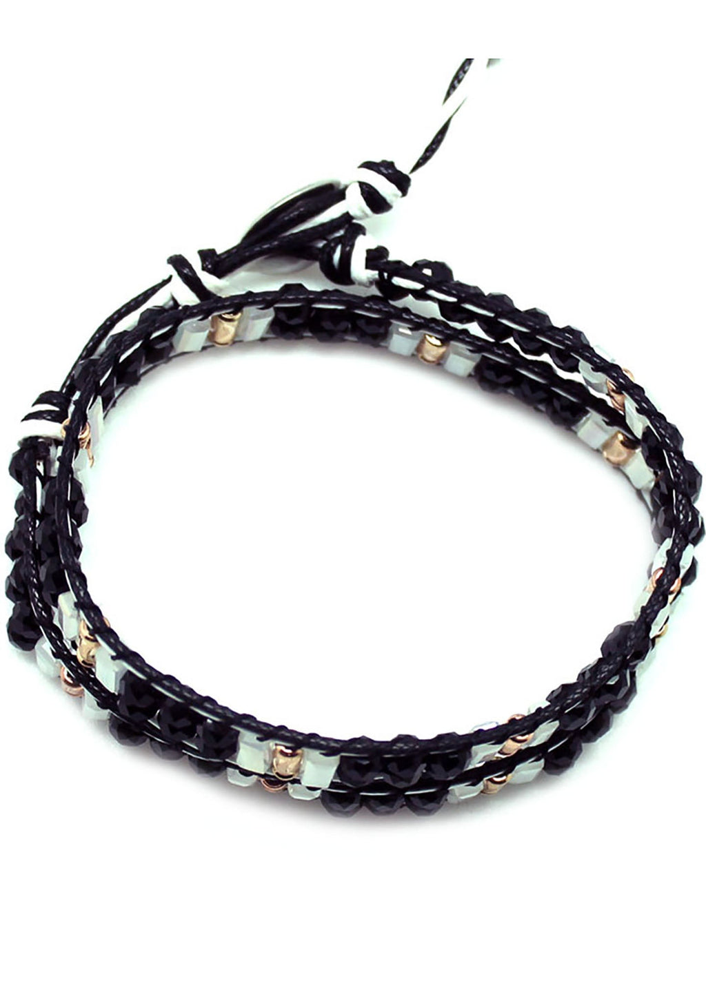  X Katie Soleil Double Wrap Beaded Bracelet In Black/White