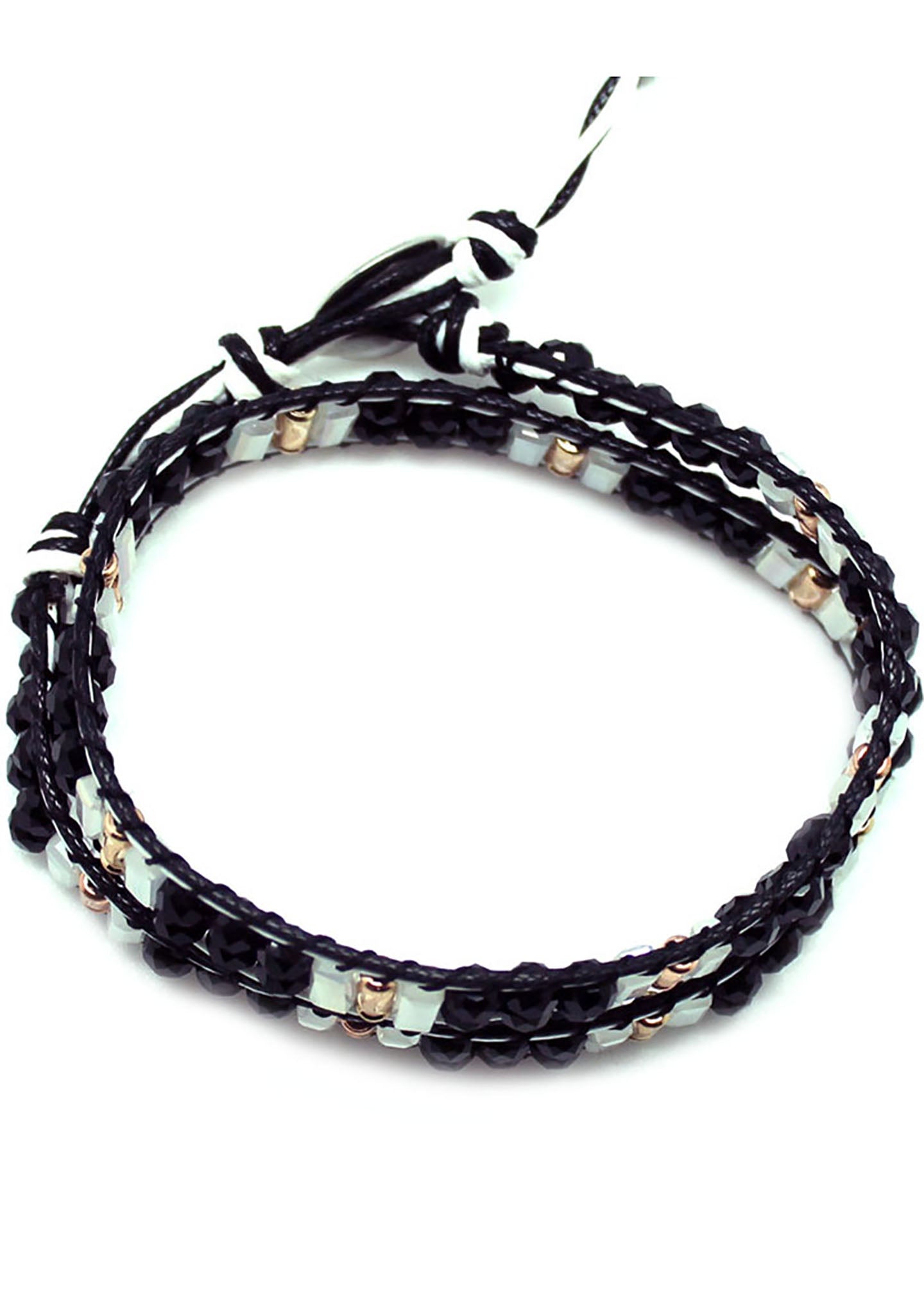  X Katie Soleil Double Wrap Beaded Bracelet In Black/White