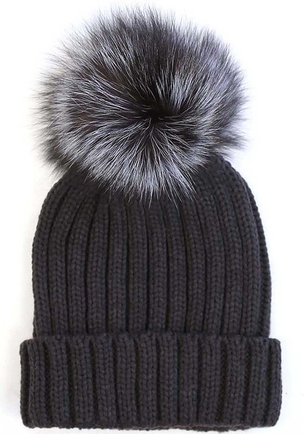  Pom Knit Beanie In Black