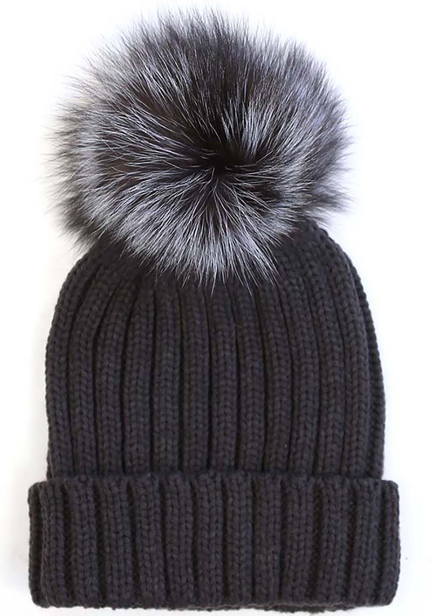  Pom Knit Beanie In Black