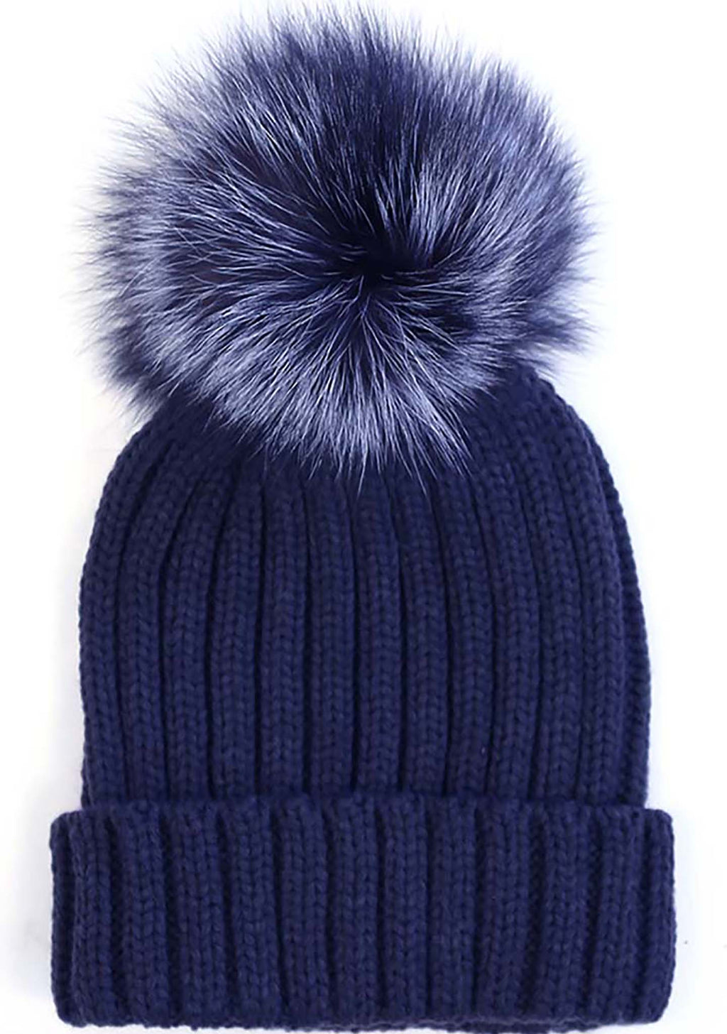  Pom Knit Beanie In Navy
