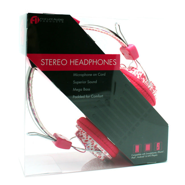  Pink Splatter Stereo Headphones