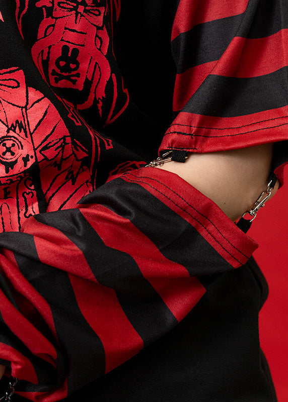  Bunny Dolls Punky Bunny Black Red Long Sleeves Oversized Tee