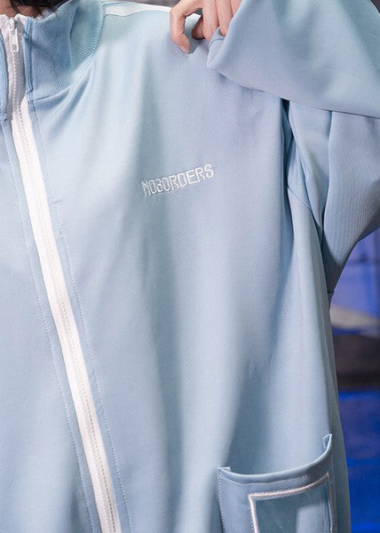  Game Over Pastel Blue Jersey Oversized Jacket