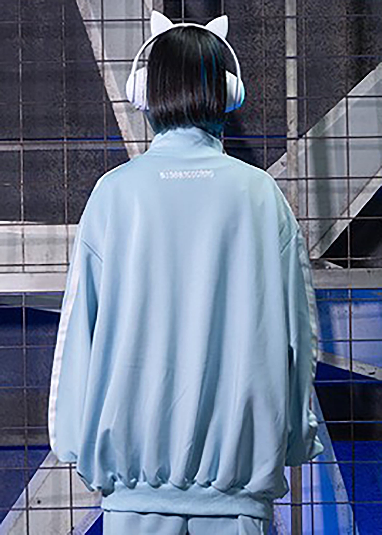  Game Over Pastel Blue Jersey Oversized Jacket