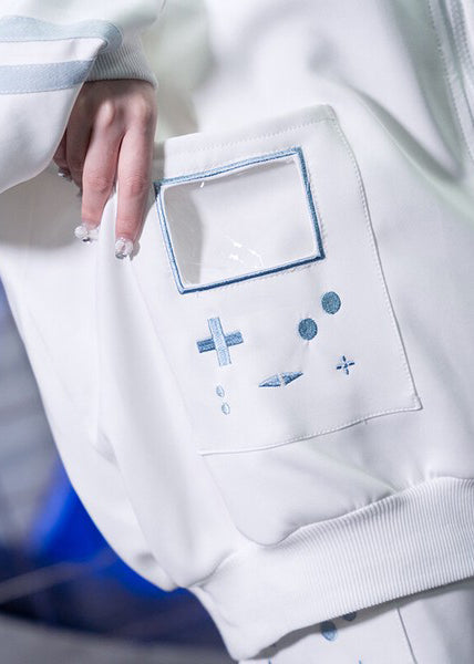  Game Over White Jersey Oversized Jacket