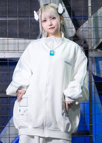  Game Over White Jersey Oversized Jacket