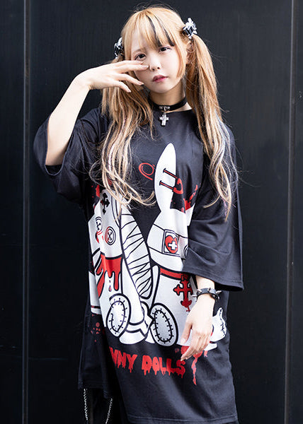  Bunny Dolls Blood Splash Oversized Tee