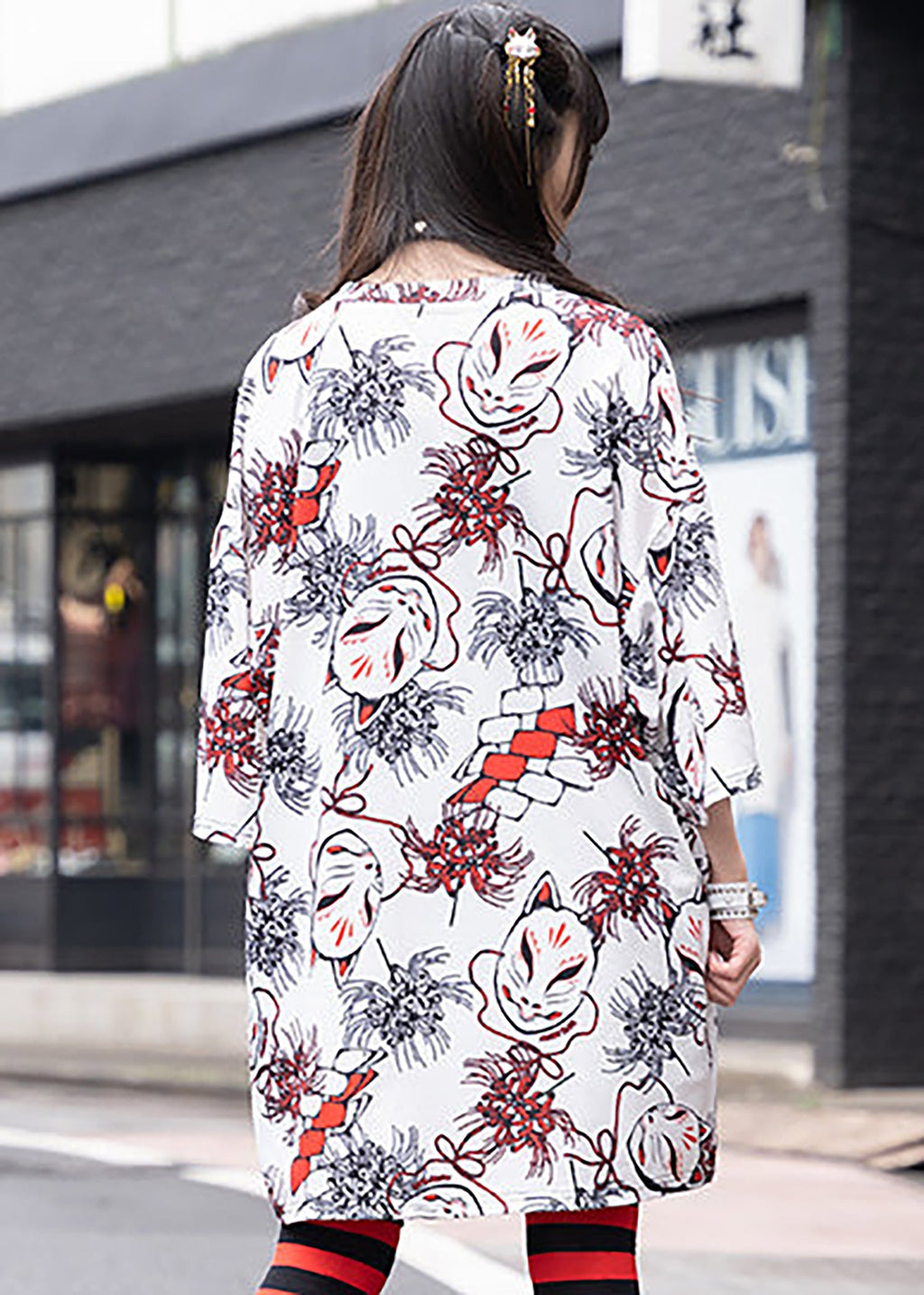 Higabana Kitsune Fox White Oversized Tee