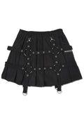  Drip Heart Harness Black Pleated Skirt