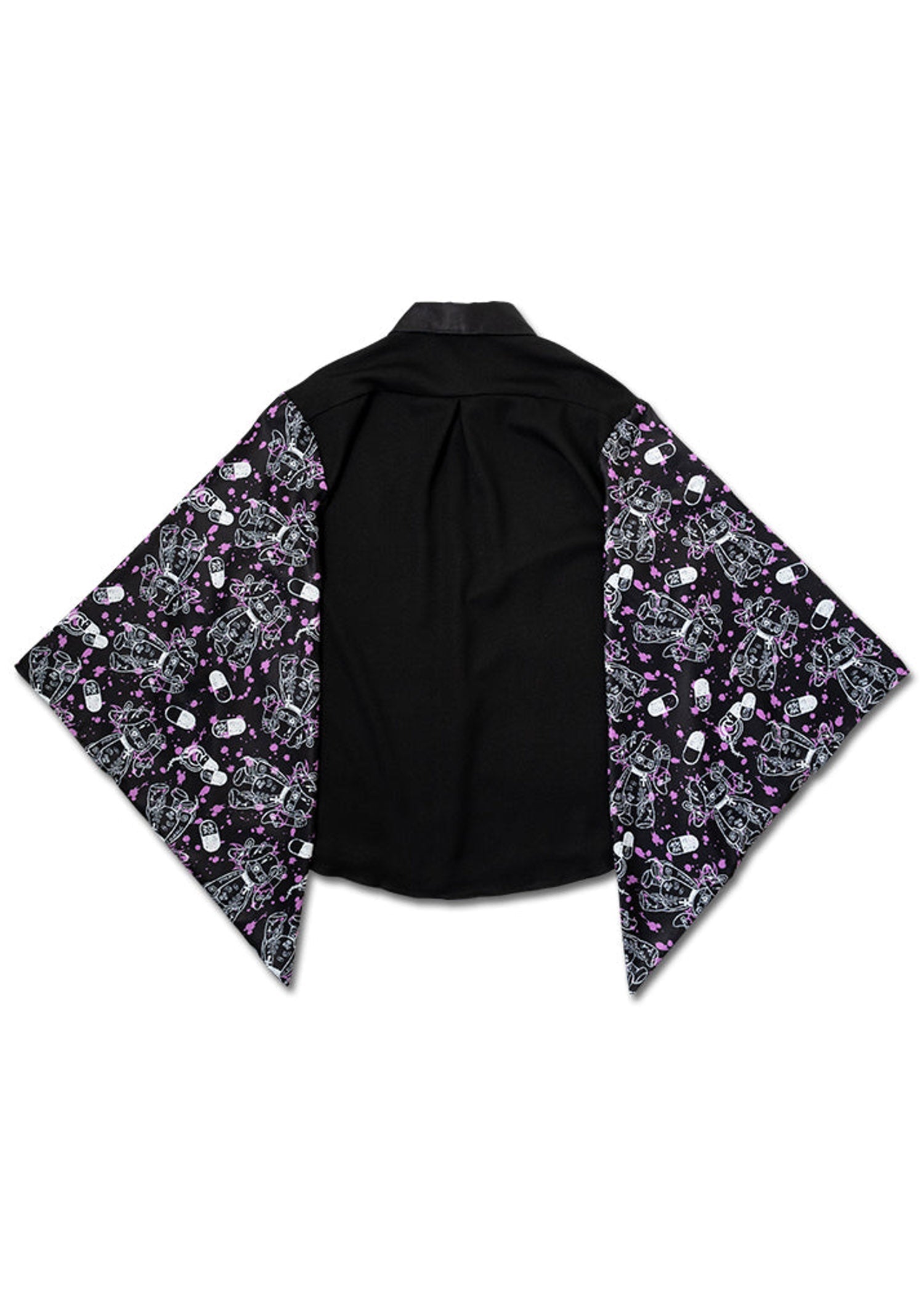  Mill & Nero Blood Nero Kimono Black Purple Button Shirt