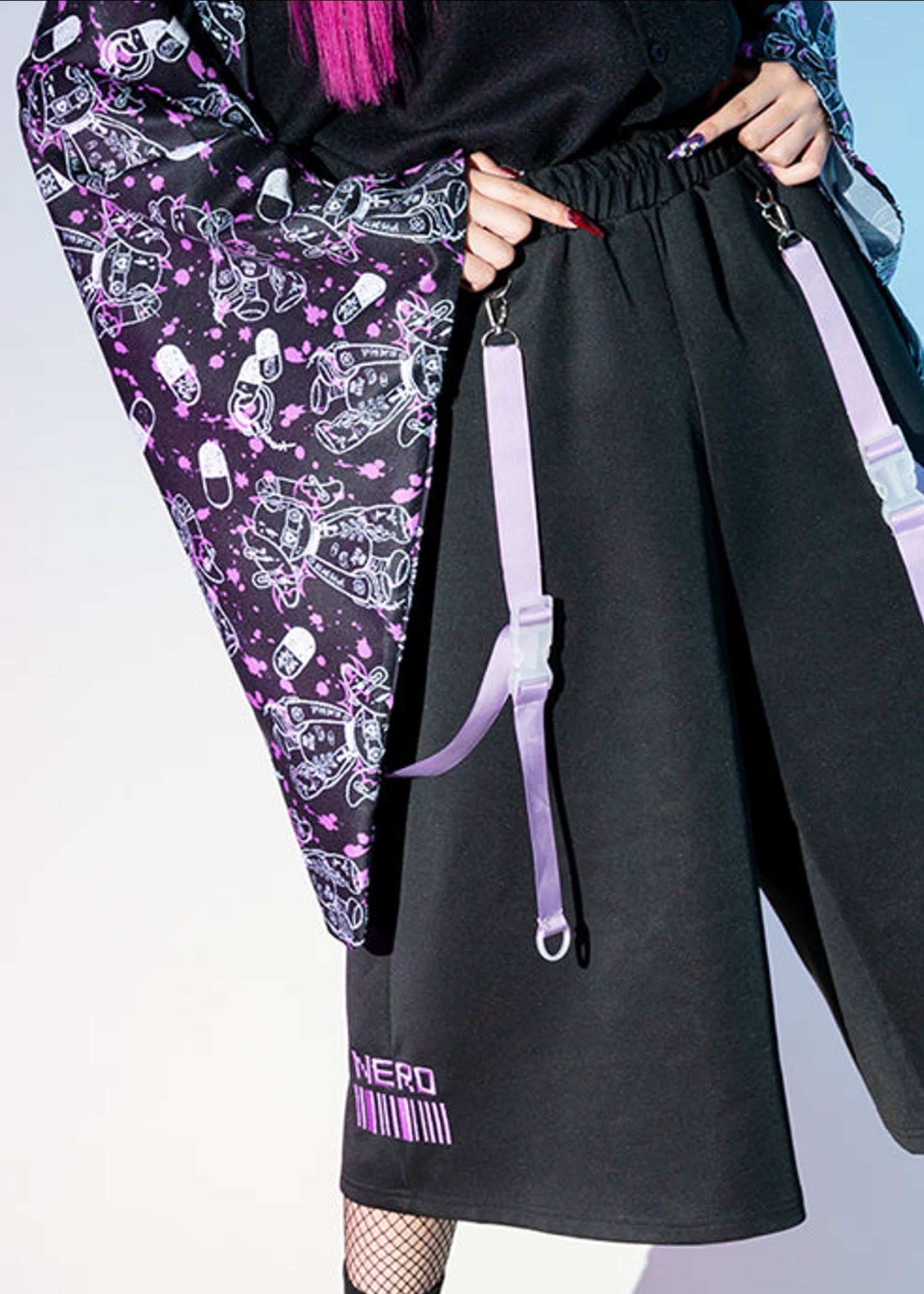  Mill & Nero Blood Nero Jersey Black Purple Crop Pants