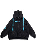  Uzurai Cyberpunk Tech Oversized Black Blue Jacket