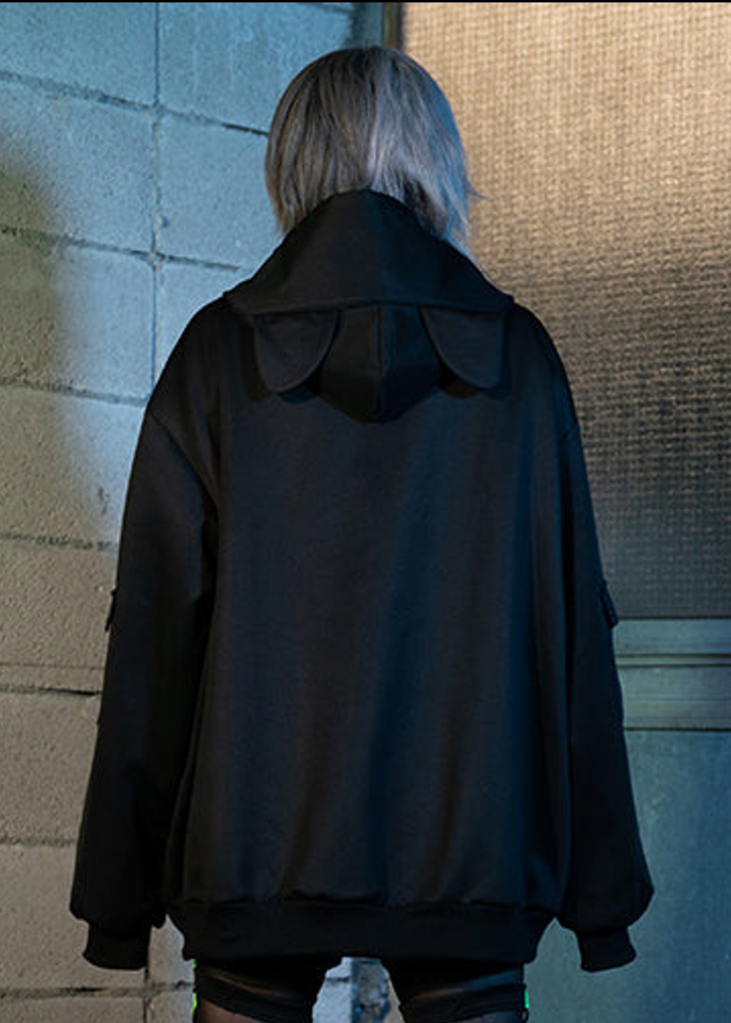  Uzurai Cyberpunk Tech Oversized Black Green Jacket