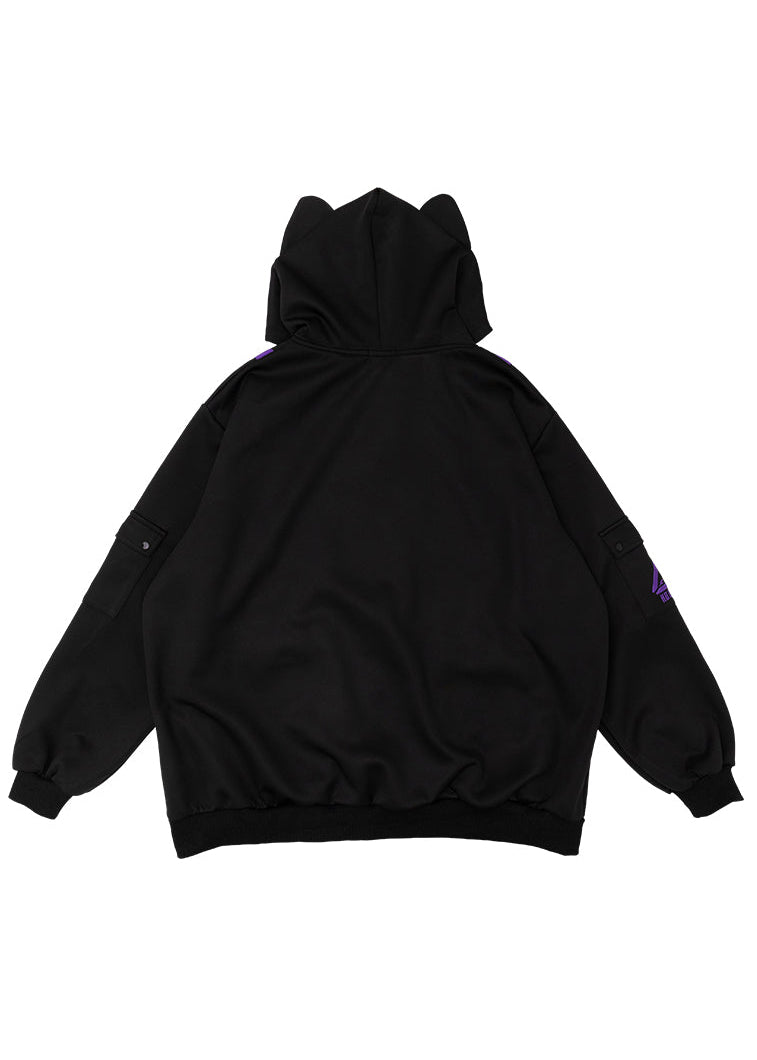 Uzurai Cyberpunk Tech Oversized Black Purple Jacket