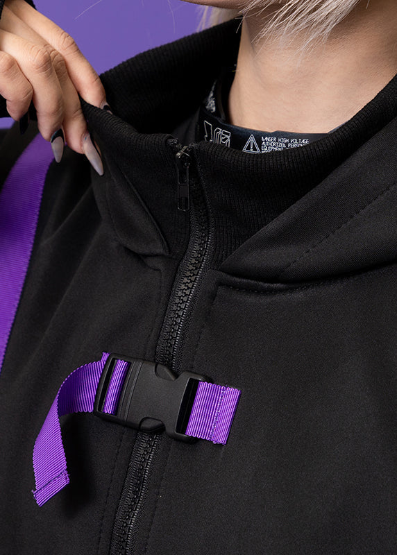  Uzurai Cyberpunk Tech Oversized Black Purple Jacket