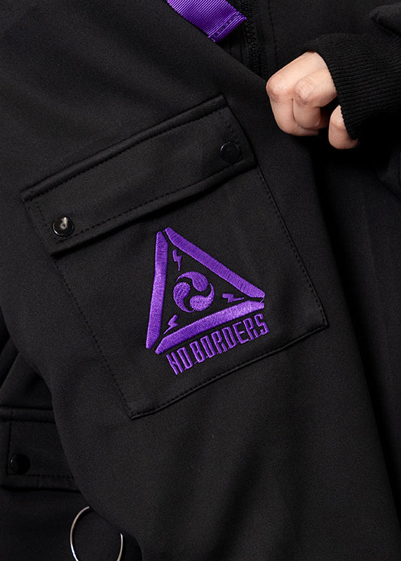  Uzurai Cyberpunk Tech Oversized Black Purple Jacket