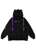  Uzurai Cyberpunk Tech Oversized Black Purple Jacket