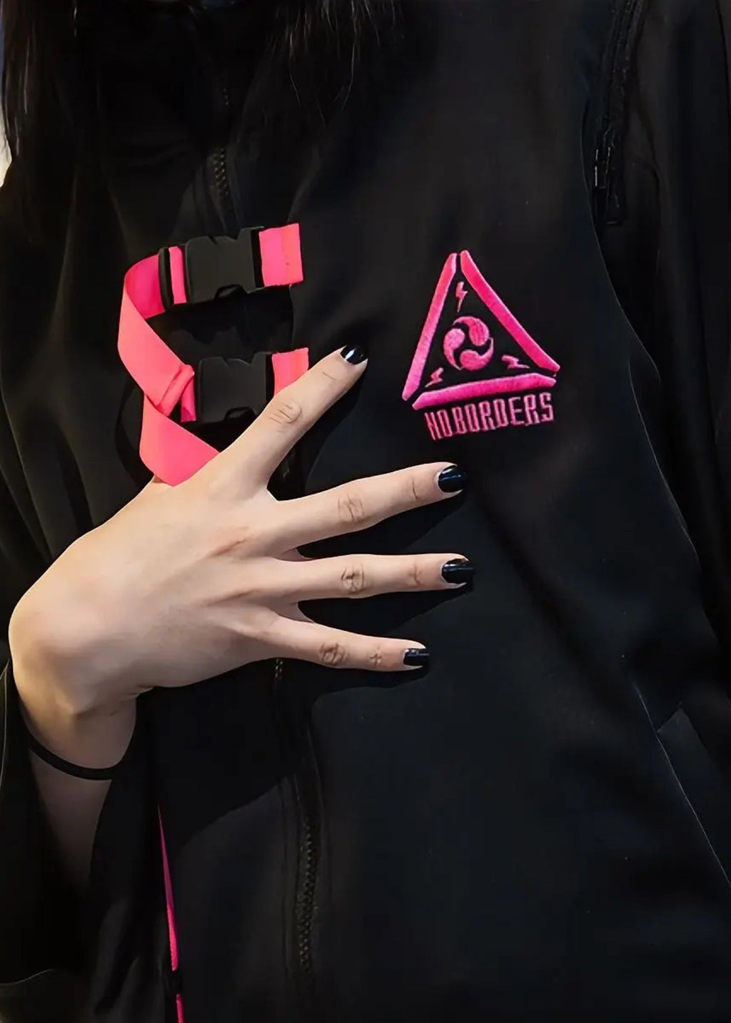  Uzurai Cyberpunk Tech Kimono Black Pink Jacket
