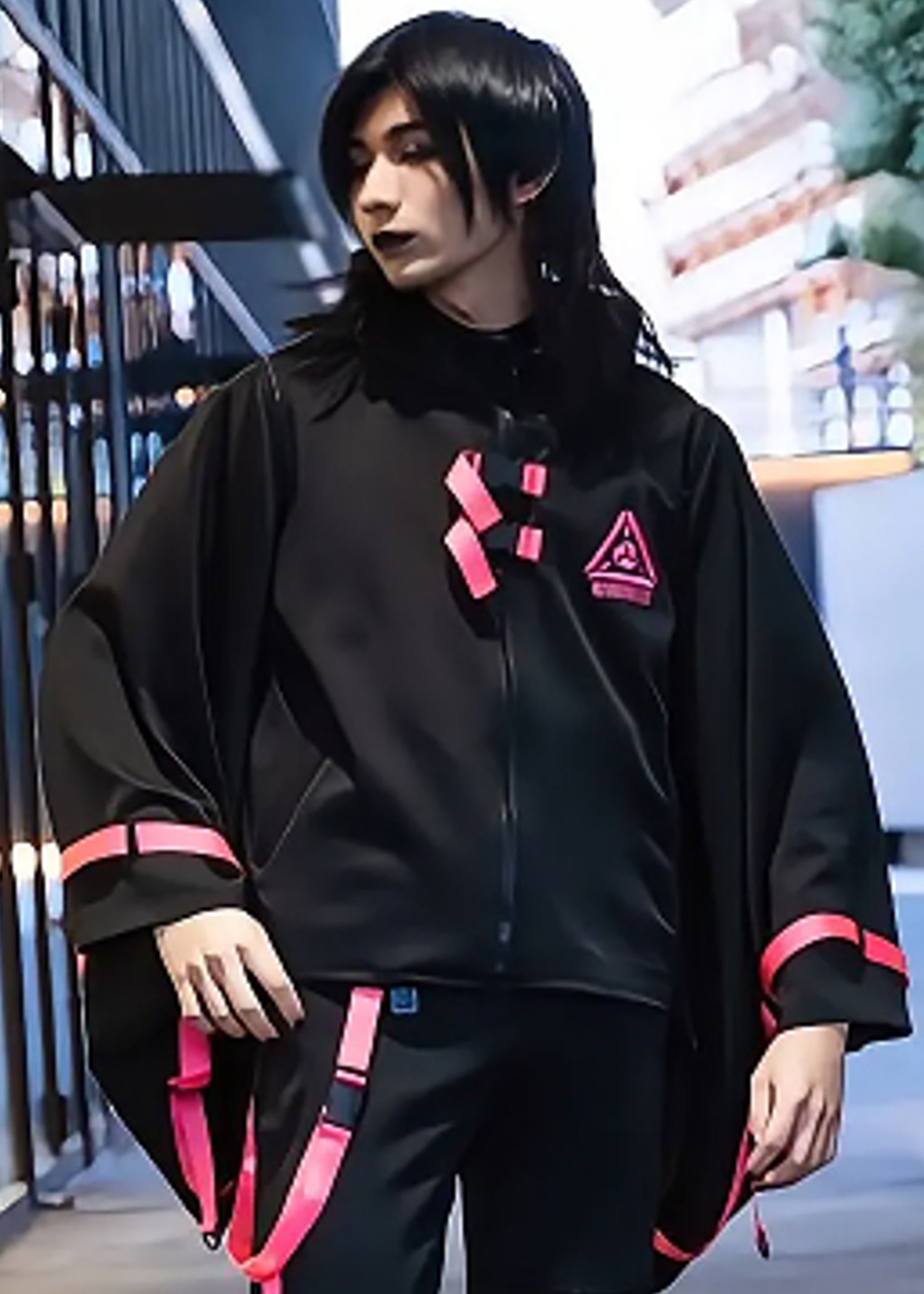  Uzurai Cyberpunk Tech Kimono Black Pink Jacket