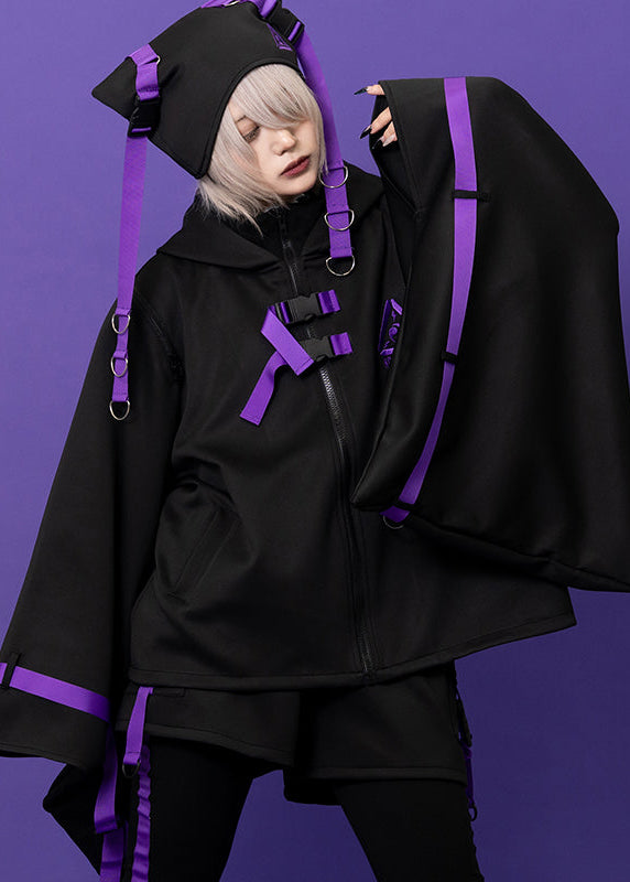  Uzurai Cyberpunk Tech Kimono Black Purple Jacket
