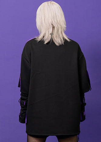 Uzurai Cyberpunk Tech Oversized Black Purple Tee