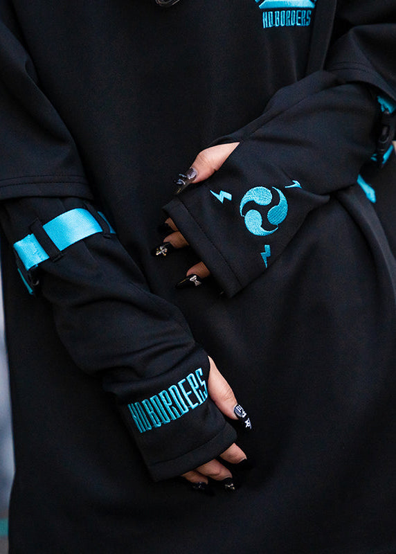  Uzurai Cyberpunk Tech Black Blue Arm Warmer
