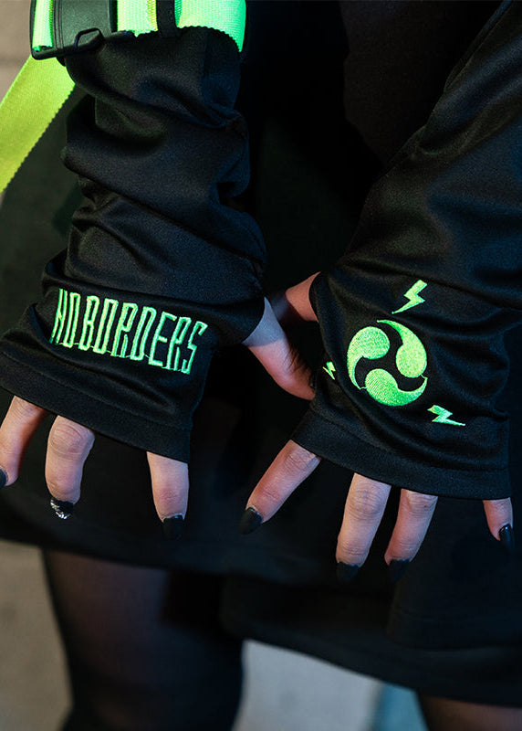  Uzurai Cyberpunk Tech Black Green Arm Warmer