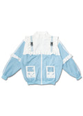  Game Over Frill Pastel Blue Jersey Oversized Jacket
