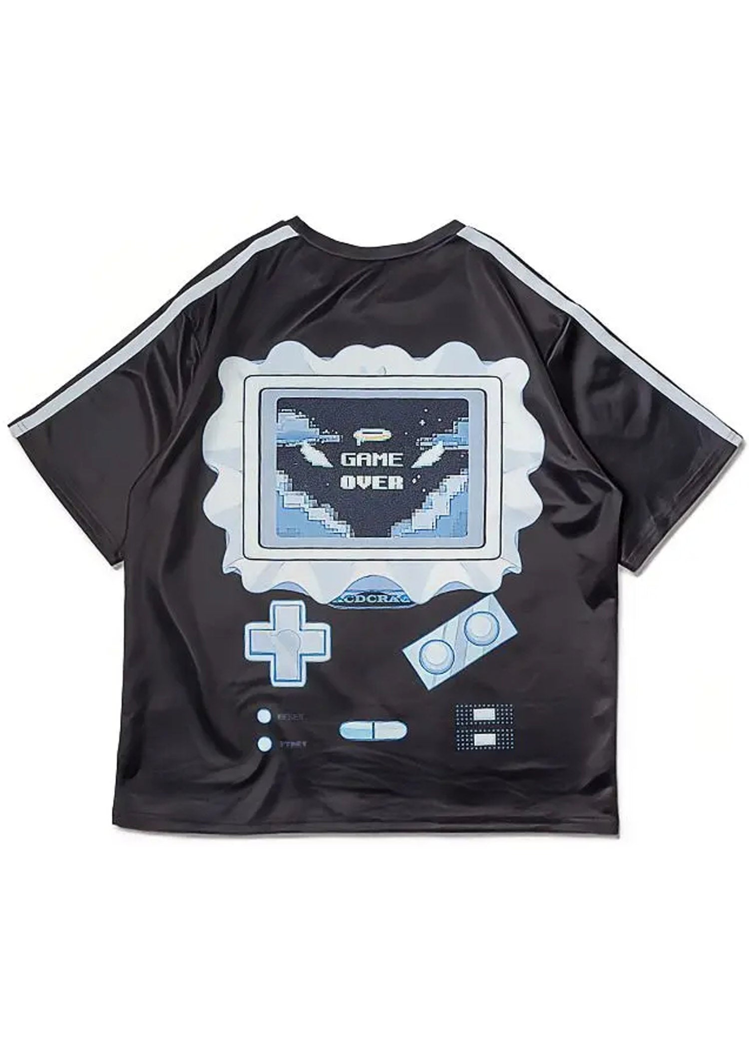  Game Over Jersey Black Oversized Tee