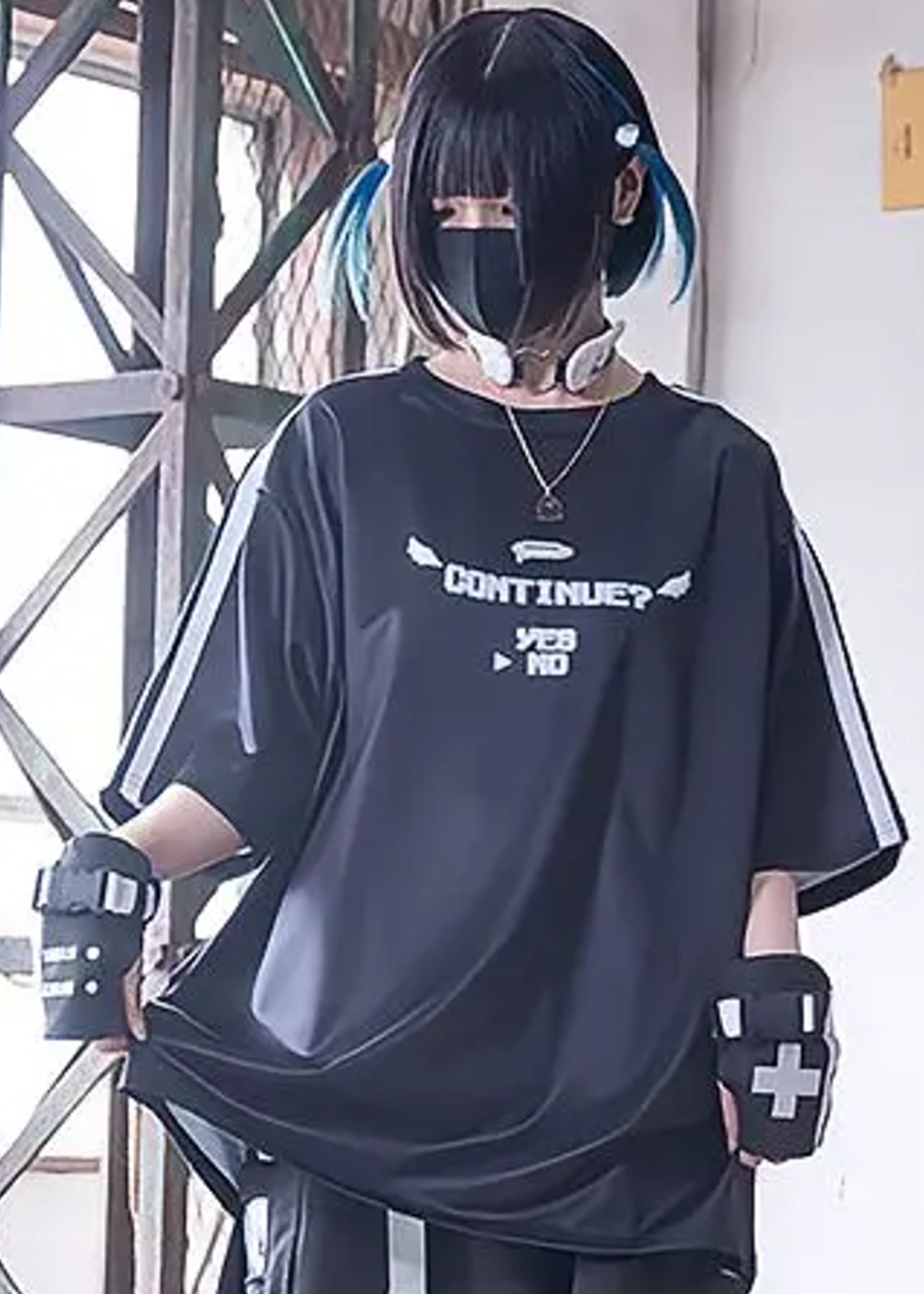  Game Over Jersey Black Oversized Tee