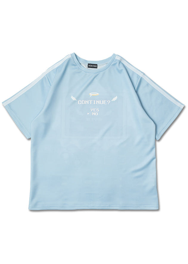  Game Over Jersey Pastel Blue Oversized Tee