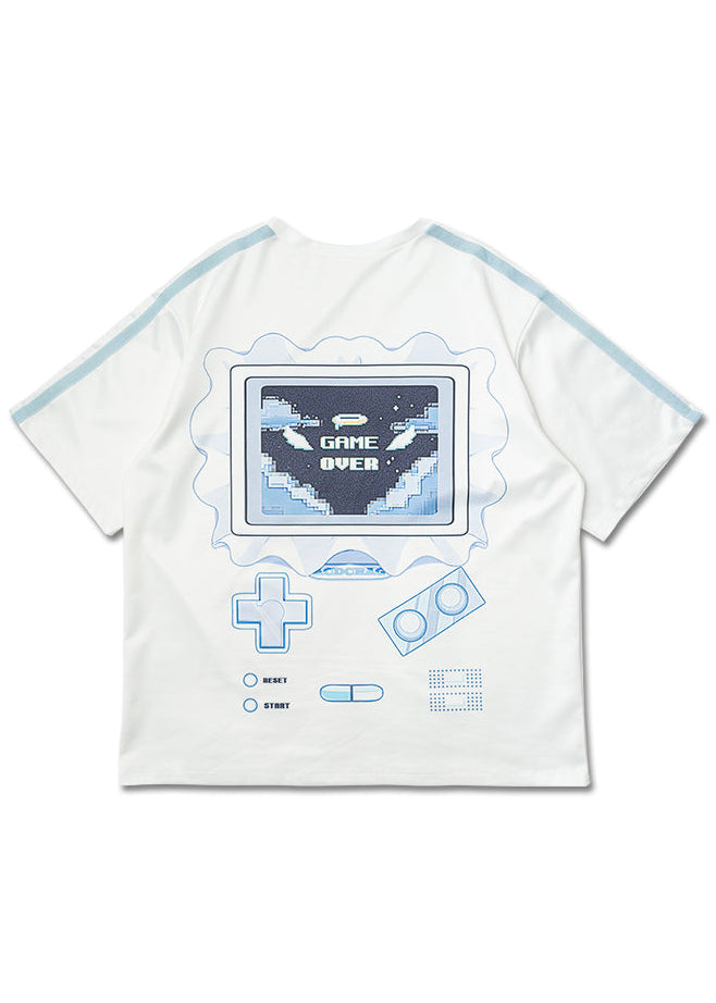  Game Over Jersey White Oversized Tee