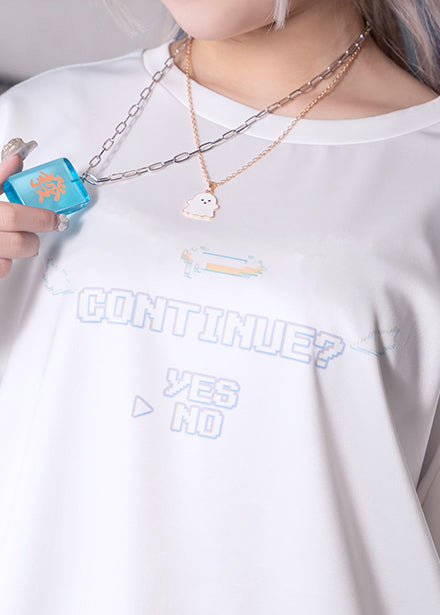  Game Over Jersey White Oversized Tee