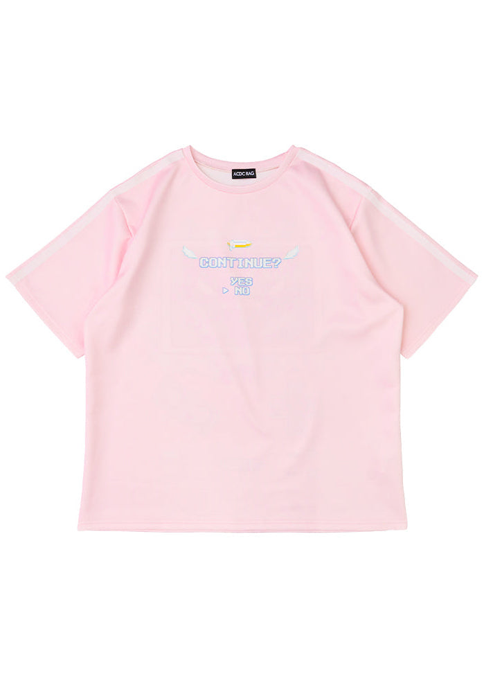  Game Over Jersey Pastel Pink Oversized Tee