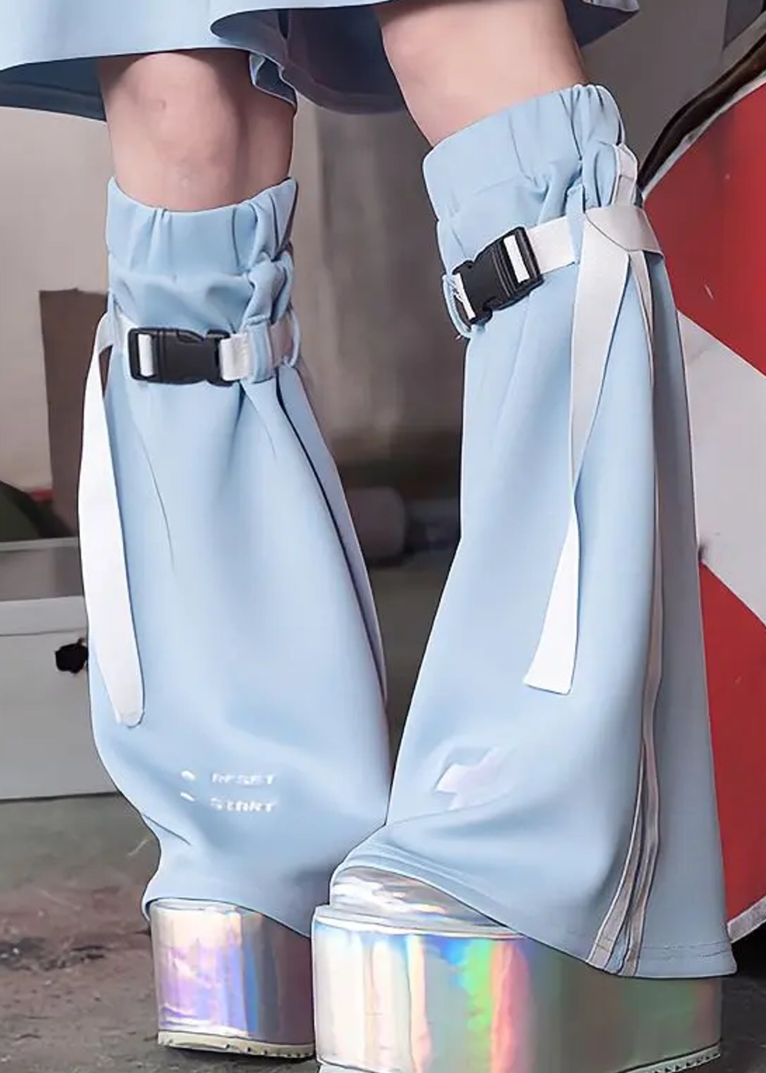  Game Over Pastel Blue Leg Warmer