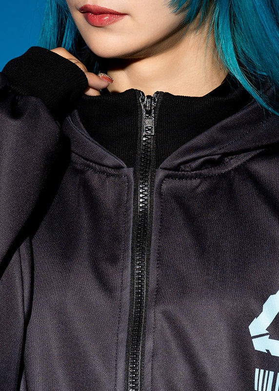  Error Code Cyberpunk Tech Oversized Black Blue Jacket