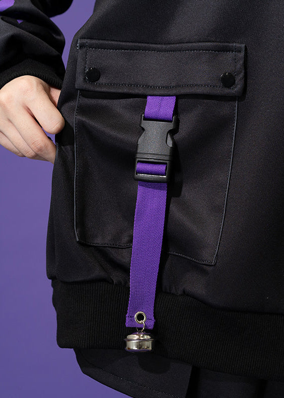  Error Code Cyberpunk Tech Oversized Black Purple Jacket