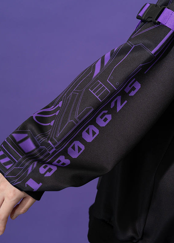  Error Code Cyberpunk Tech Oversized Black Purple Jacket