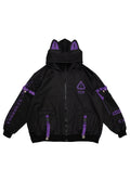  Error Code Cyberpunk Tech Oversized Black Purple Jacket