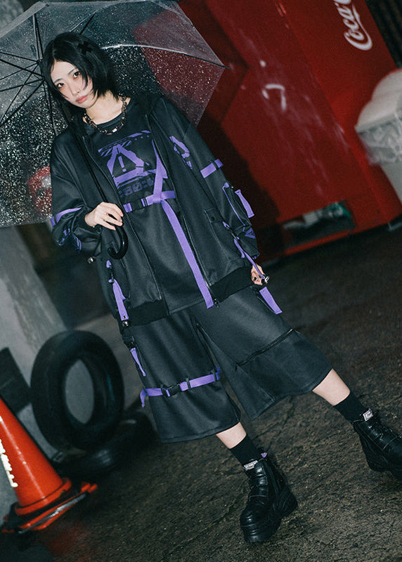 Error Code Cyberpunk Tech Oversized Black Purple Tee