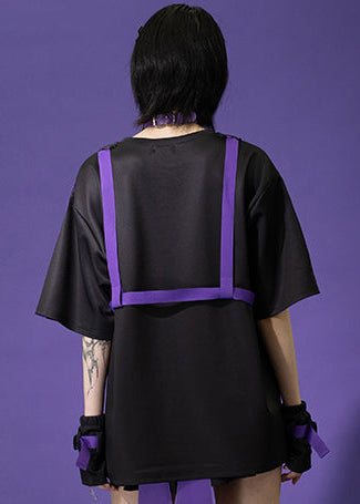  Error Code Cyberpunk Tech Oversized Black Purple Tee