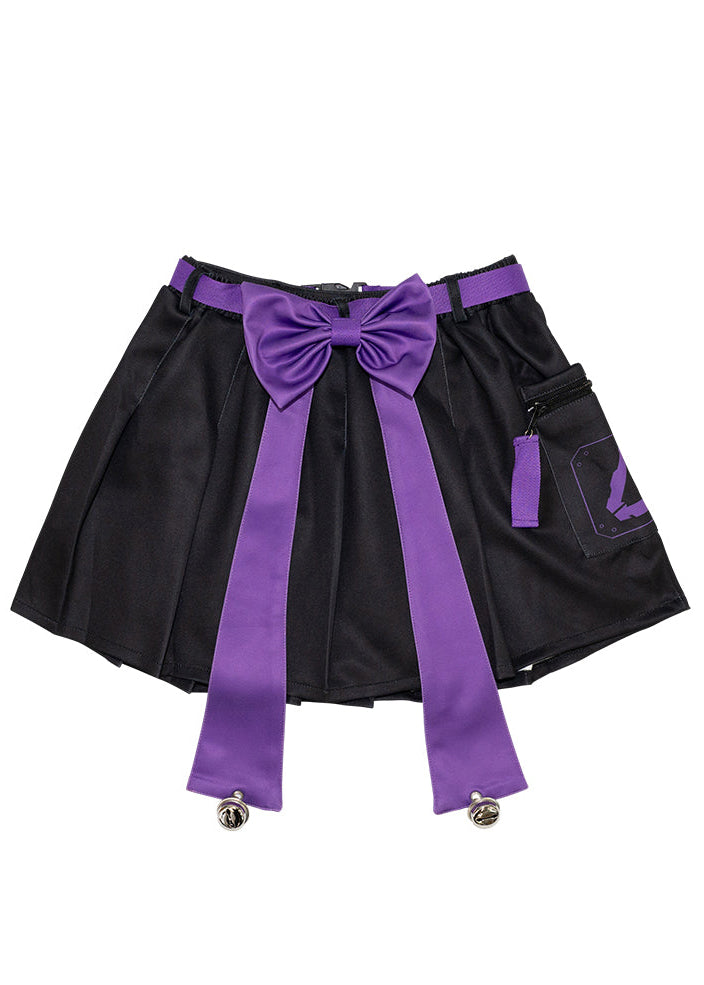  Error Code Cyberpunk Tech Pleated Black Purple Skirt