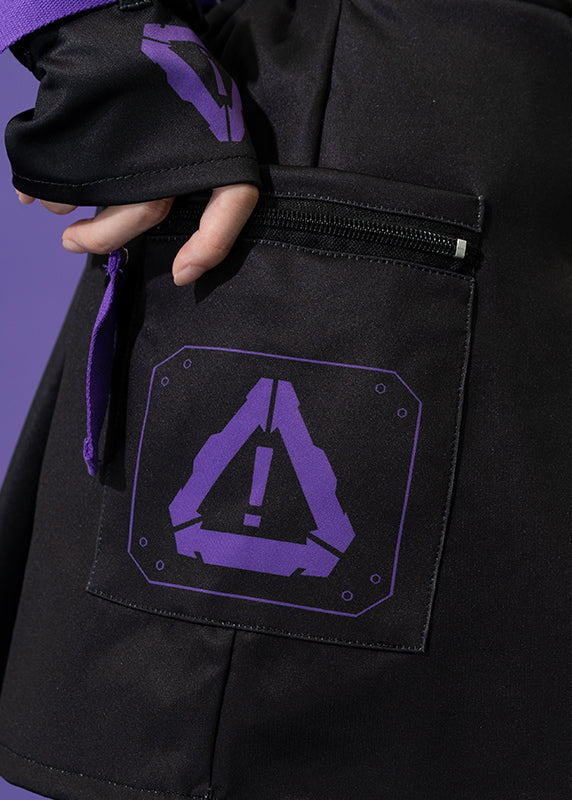  Error Code Cyberpunk Tech Pleated Black Purple Skirt